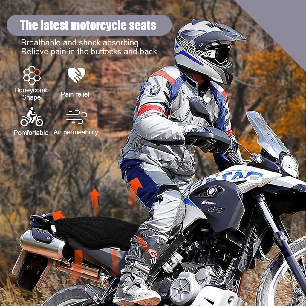 STHIRA Motorcycle Seat Cushion Two Seat Universal Motorcycle Seat Cushion 3D Shock Absorption Seat Cushion Motorcycle Seat Pad Motorcycle BikeSeat Cushions for Long Drive STHIRA Motorcycle Seat Cushion Two Seat Universal Motorcycle Seat Cushion 3D Shock Absorption Seat Cushion Motorcycle Seat Pad Motorcycle BikeSeat Cushions for Long Drive
